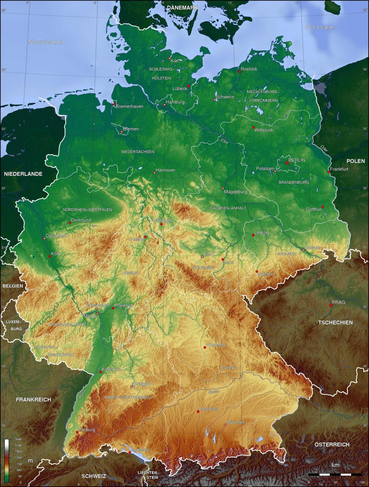 Топографическая карта Германии