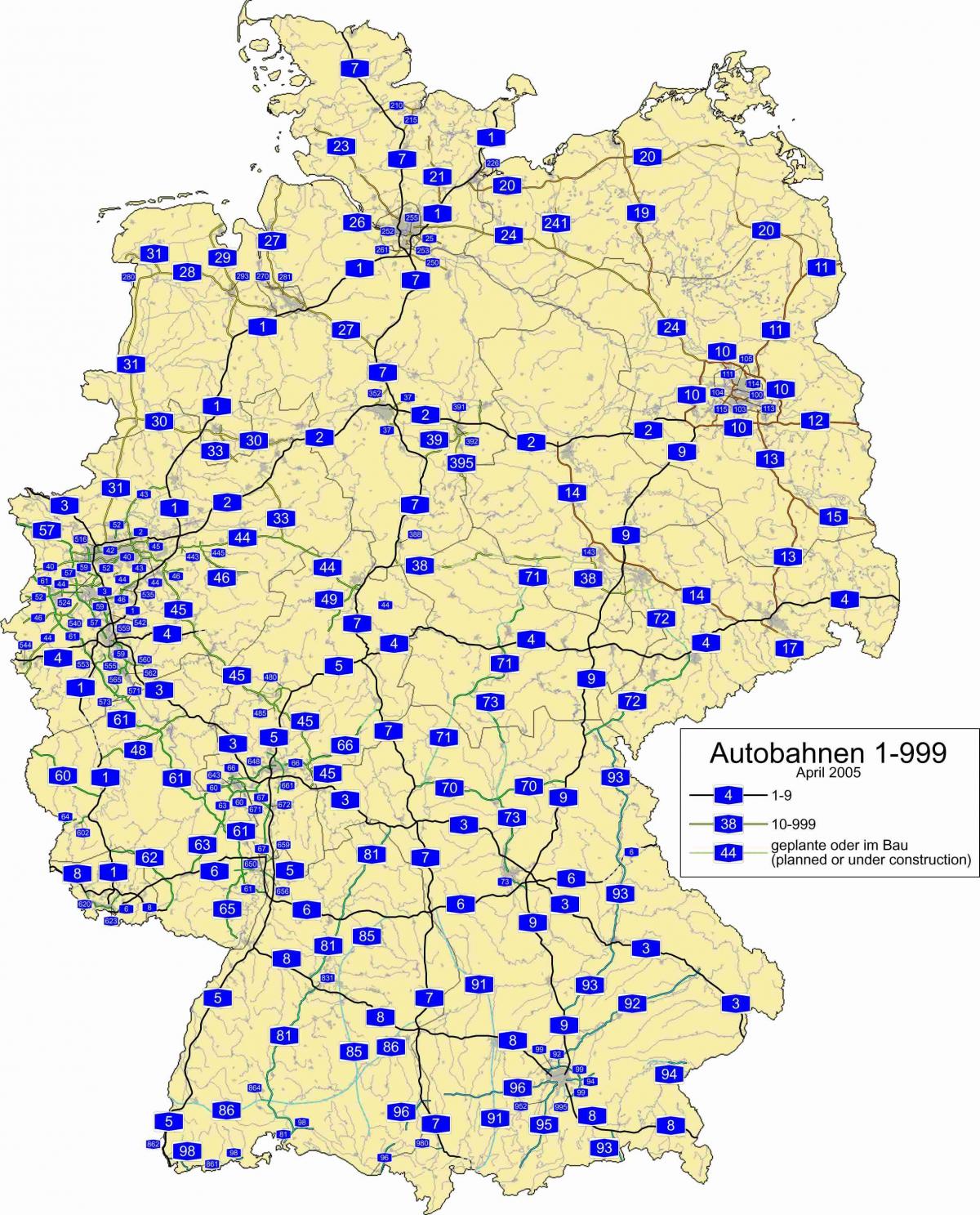 карта автомагистралей Германии
