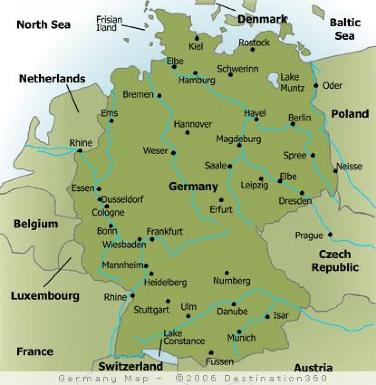 Карта Германии с главными городами